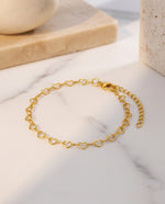 Gold Heart-Shaped Bangle Bracelet – Adjustable 18k Gold Plated