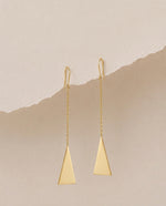 Triangle Pendant Drop Earrings, Gold Plated