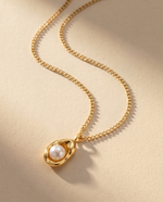Pearl Accent Pendant Necklace, Gold Plated, Minimalist